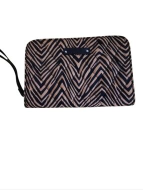 Vera Bradley Zebra Print Wristlet Wallet Tan Black Quilted Zip Around